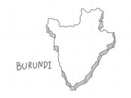 disegnato a mano della mappa 3d del burundi su sfondo bianco. vettore