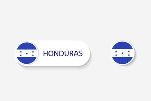 bandiera del pulsante dell'honduras nell'illustrazione di forma ovale con la parola dell'honduras. e pulsante bandiera honduras. vettore