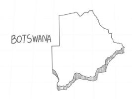 disegnato a mano della mappa 3d del Botswana su sfondo bianco. vettore