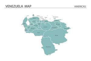 Venezuela mappa illustrazione vettoriale su sfondo bianco. la mappa ha tutta la provincia e segna la capitale del venezuela.