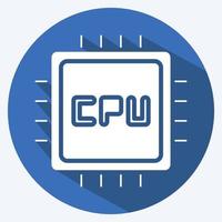 icona cpu. adatto per il simbolo dei componenti del computer. stile ombra lunga. design semplice modificabile. vettore del modello di progettazione. semplice illustrazione