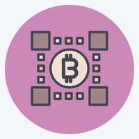 icona bitcoin tecnologia. adatto per l'istruzione simbolo. stile compagno di colore. design semplice modificabile. vettore del modello di progettazione. semplice illustrazione