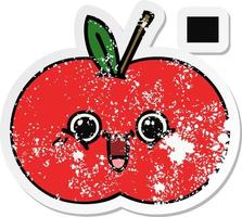 adesivo in difficoltà di una mela rossa simpatico cartone animato vettore