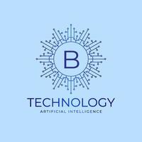 lettera b confini tecnologici intelligenza artificiale elemento di progettazione del logo vettoriale iniziale