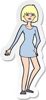 adesivo di una donna cartone animato in abito vettore