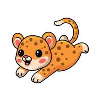 simpatico cartone animato leopardo che salta vettore