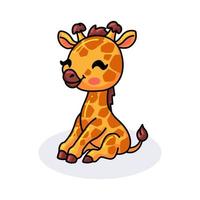 simpatico cartone animato giraffa seduta vettore