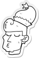 adesivo di un uomo cartone animato che indossa il cappello di Natale vettore