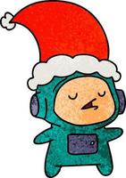 cartone animato con texture natalizia dell'astronauta kawaii vettore