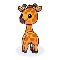 simpatico cartone animato giraffa felice vettore