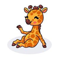 simpatico cartone animato giraffa seduta vettore