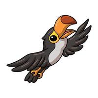 carino piccolo uccello tucano cartone animato volante vettore