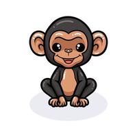 simpatico cartone animato scimpanzé bambino seduto vettore