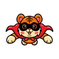 carino supereroe tigre cartone animato volante vettore