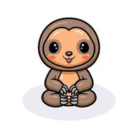 simpatico cartone animato bradipo bambino seduto vettore