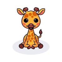 simpatico cartone animato giraffa seduta vettore