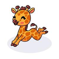 simpatico cartone animato giraffa in esecuzione vettore