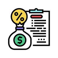 accordo finanziario per l'illustrazione vettoriale dell'icona del colore del prestito percentuale di paga