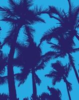 silhouette blu del vettore di sfondo dell'albero di cocco