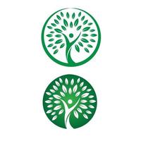 modello di logo della natura dell'albero della gente del cerchio verde vettore