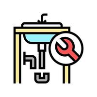 illustrazione vettoriale dell'icona del colore di riparazione del lavandino