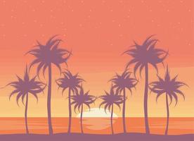paesaggio al tramonto con palme vettore