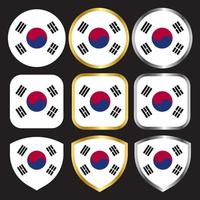 icona del vettore della bandiera della Corea del Sud con bordo oro e argento
