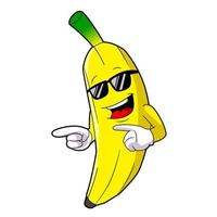 cartone animato cool banana occhiali da sole vettore