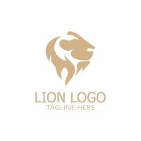 re leone logo illustrazione vettoriale design.gold leone re testa segno concetto isolato sfondo nero