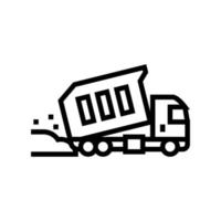illustrazione vettoriale dell'icona della linea dei materiali da costruzione per il versamento del camion