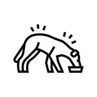 cane che mangia cibo icona linea illustrazione vettoriale