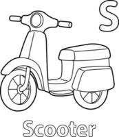 scooter alfabeto abc da colorare pagina s vettore