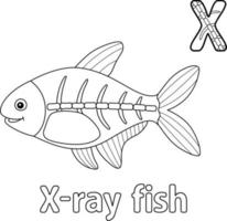 X-ray fish alfabeto abc da colorare pagina x vettore