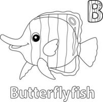 farfalla alfabeto abc da colorare pagina b vettore
