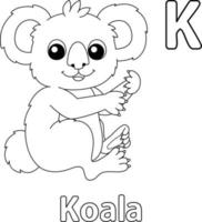 singolo koala. alfabeto abc da colorare pagina k vettore