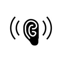 illustrazione vettoriale dell'icona del glifo del rumore di ascolto e udito