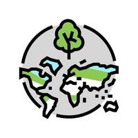 illustrazione vettoriale dell'icona del colore della mappa della deforestazione