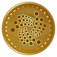 illustrazione vettoriale della moneta di criptovaluta iota futuristica d'oro