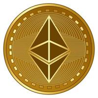 illustrazione vettoriale della moneta di criptovaluta ethereum futuristica d'oro