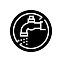 illustrazione vettoriale dell'icona del glifo del segno di divieto di sicurezza per bambini del rubinetto dell'acqua