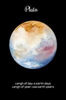 pianeta acquerello Plutone isolato su sfondo nero scuro. illustrazione di Plutone vettore