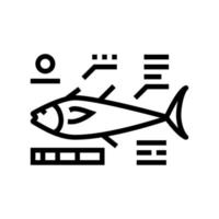 illustrazione vettoriale dell'icona della linea delle caratteristiche del tonno