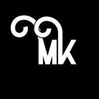 design del logo della lettera mk. lettere iniziali mk logo icona. modello di progettazione logo minimal lettera astratta mk. mk lettera disegno vettoriale con colori neri. logo mk