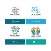 il logo del cervello progetta il vettore del concetto, il logo dell'impulso cerebrale della salute, il vettore del modello del logo per la cura del cervello