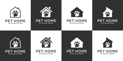 set di modello di progettazione di logo di vettore di casa per animali domestici.