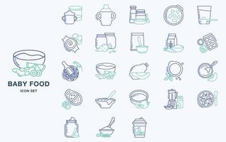 varietà di icone di alimenti per l'infanzia con diversi tipi di ingredienti vettore
