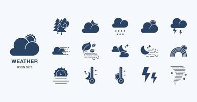 set di icone solide previsioni meteo vettore