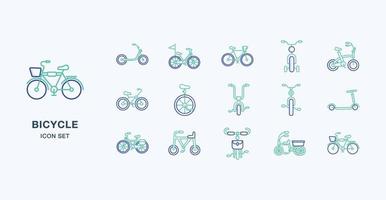 set di icone colorate contorno bicicletta vettore