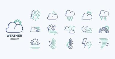 set di icone colorate contorno previsioni meteo vettore