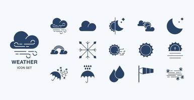 set di icone solide previsioni meteo vettore